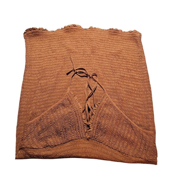 Anthropologie Ellen Brown Smocked Mini  bodycon Dress XL Boho Layering Summer Dr - Picture 15 of 16